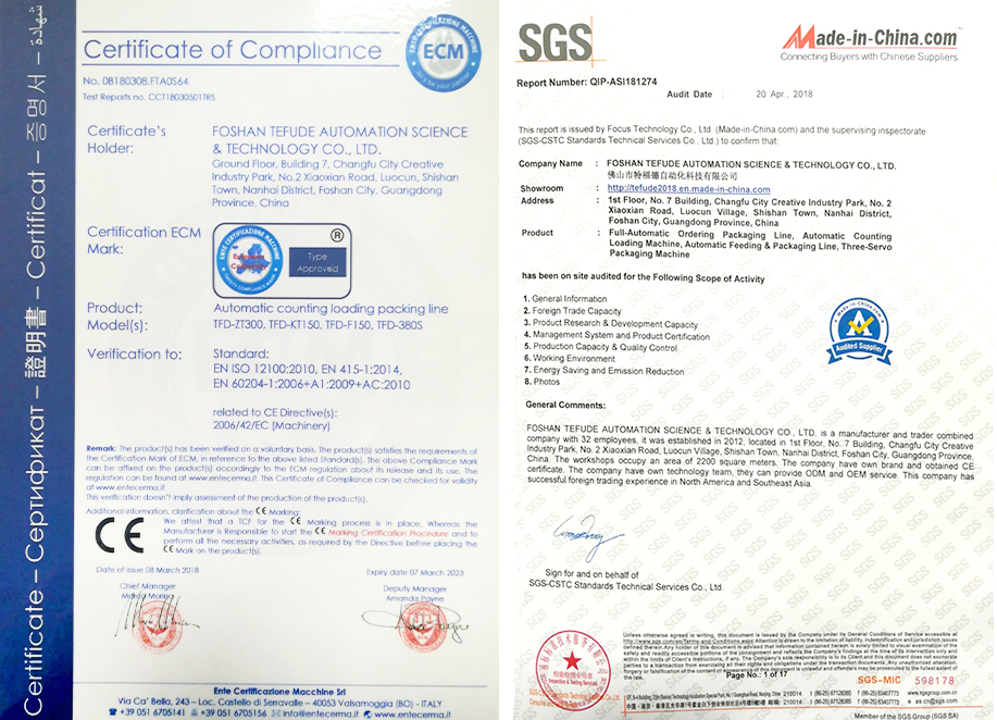 CE/SGS證書